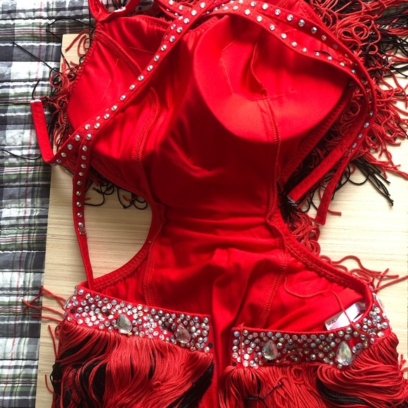 A fabulous Latin dancing dress with fringe, size Junior/ Woman XS-S - Picture 8 of 11